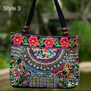 Boho Embroidered Flowers/Butterflies Handbag- NWT